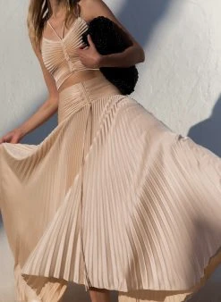 ALC LTD Ari Satin Pleated Skirt