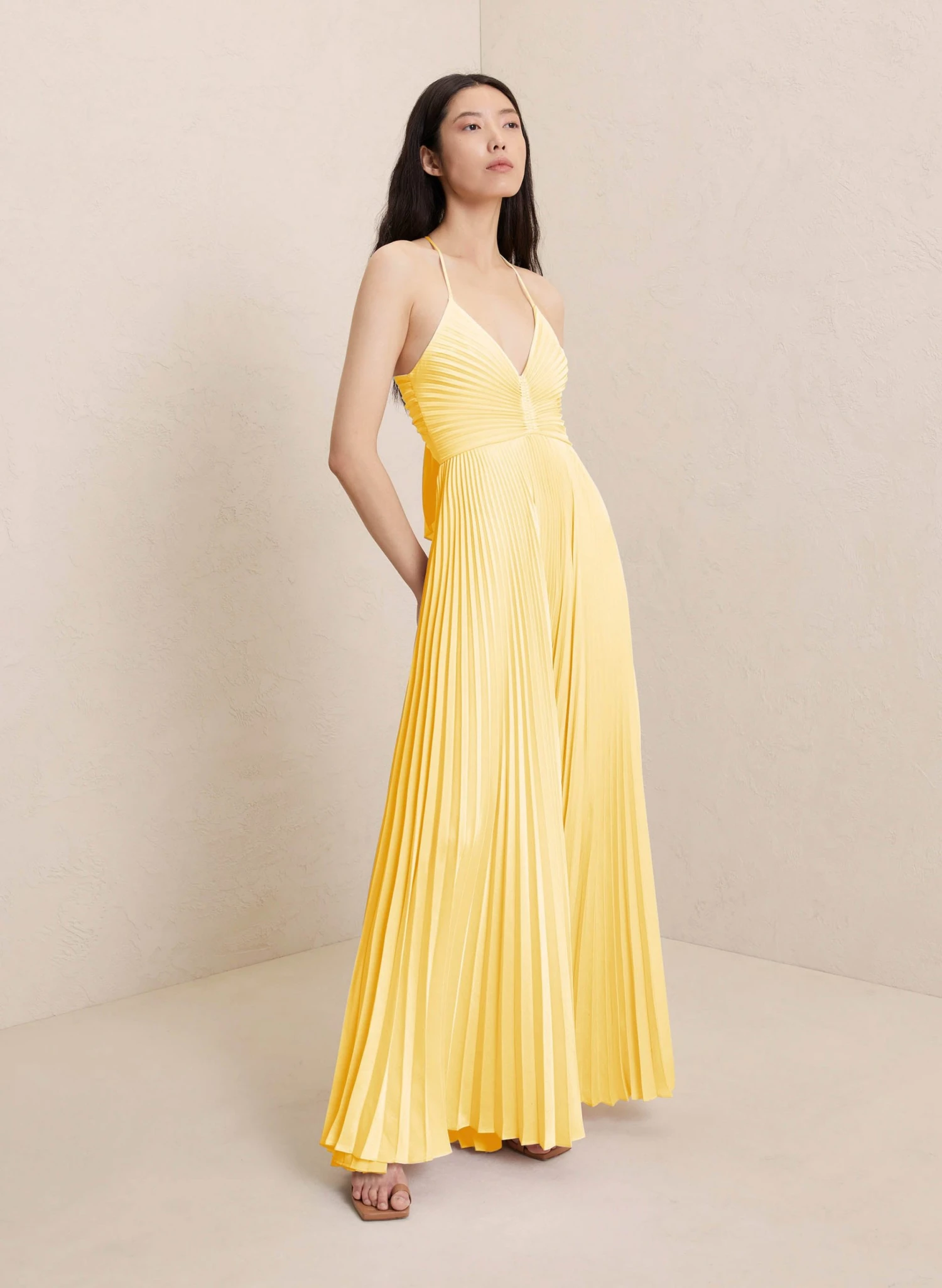 ARIES_DRESS_PINA_0026_3_yellow.jpg ALC LTD Aries Satin Pleated Dress Dresses