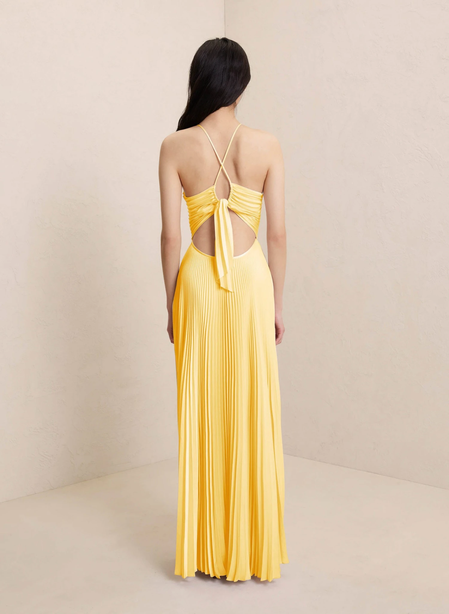ARIES_DRESS_PINA_0049_4_yellow_8bdba37c-7975-4ff4-bddf-791cd92f43fc.jpg ALC LTD Aries Satin Pleated Dress Dresses
