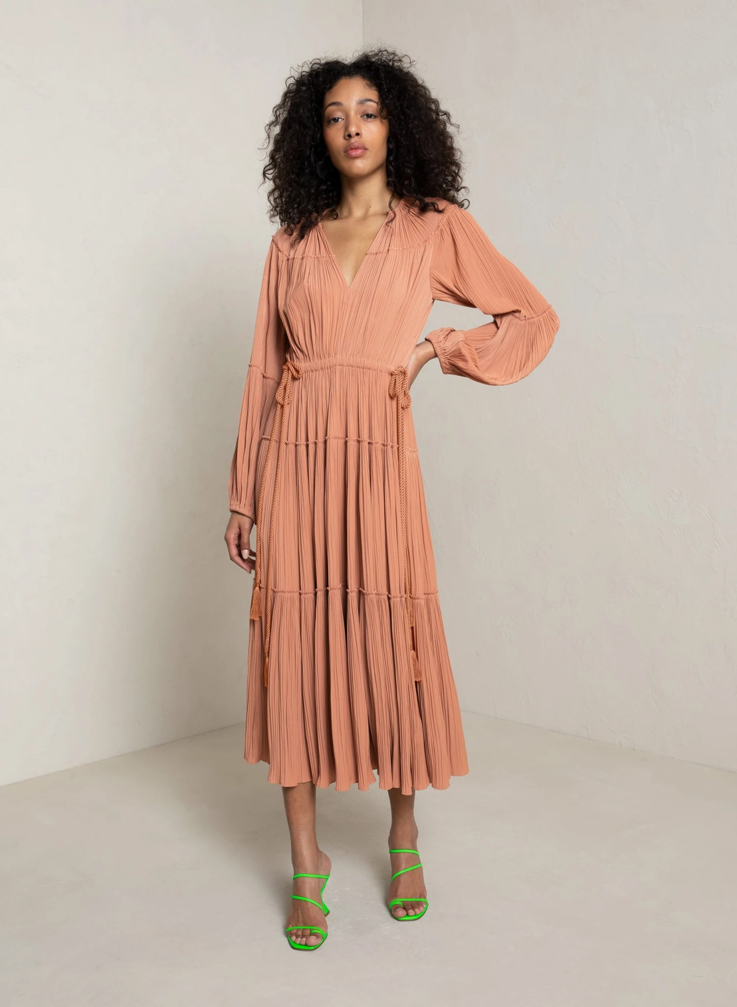 JENNA_DRESS_SRBT_1.jpg ALC LTD Dresses Jenna Pleated Midi Dress