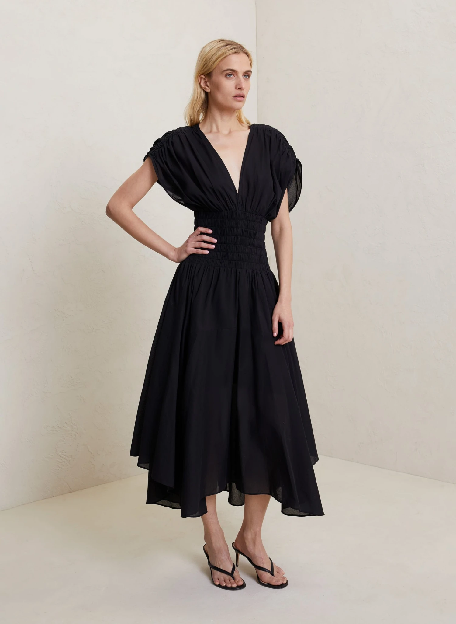 LUCIA_DRESS_BLK_0039_2.jpg ALC LTD Lucia Cotton Midi Dress Dresses
